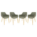 Ensemble de 4 fauteuils de salle à manger modernes Markley en cuir avec pieds en métal doré et chaise d'appoint