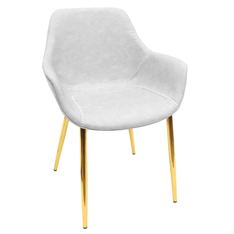 Ensemble de 4 fauteuils de salle à manger modernes Markley en cuir avec pieds en métal doré et chaise d'appoint