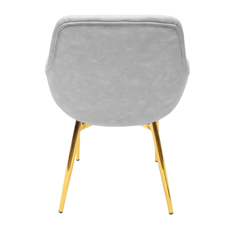 Ensemble de 4 fauteuils de salle à manger modernes Markley en cuir avec pieds en métal doré et chaise d'appoint