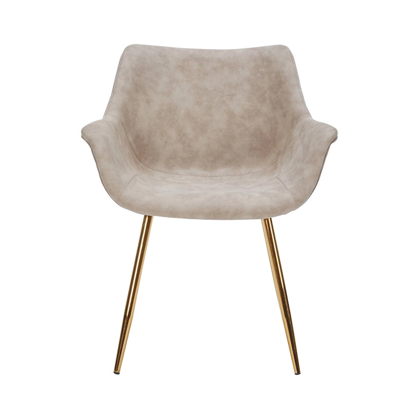 Ensemble de 4 fauteuils de salle à manger modernes Markley en cuir avec pieds en métal doré et chaise d'appoint