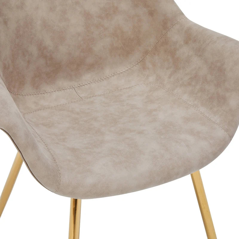 Ensemble de 4 fauteuils de salle à manger modernes Markley en cuir avec pieds en métal doré et chaise d'appoint