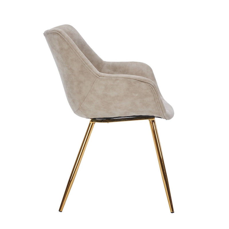 Ensemble de 4 fauteuils de salle à manger modernes Markley en cuir avec pieds en métal doré et chaise d'appoint