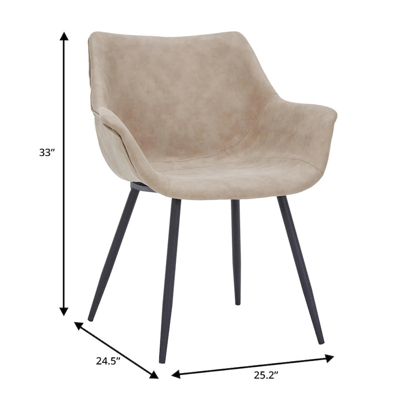 Ensemble de 4 fauteuils de salle à manger modernes Markley en cuir avec pieds en métal doré et chaise d'appoint