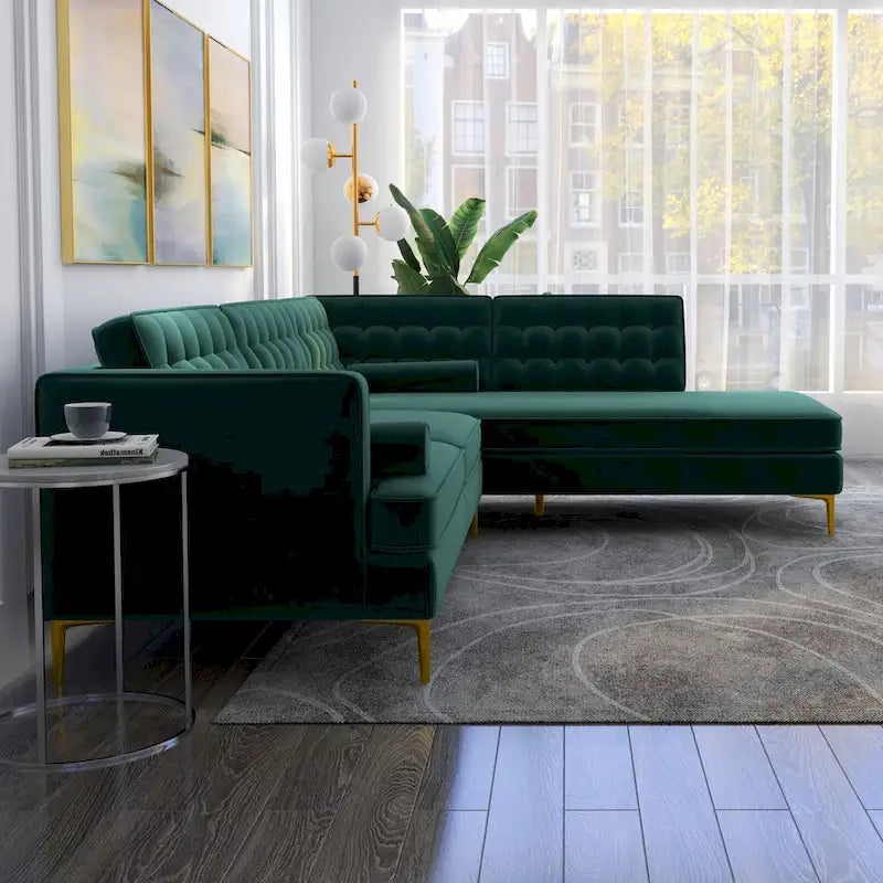 Canapé d'angle moderne capitonné en velours Chatty pour salon