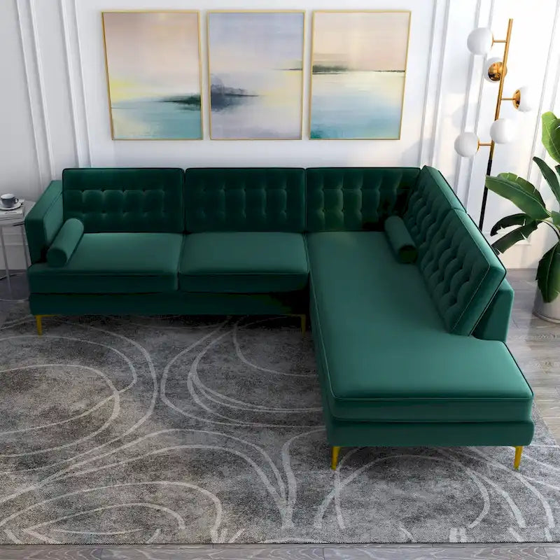 Canapé d'angle moderne capitonné en velours Chatty pour salon