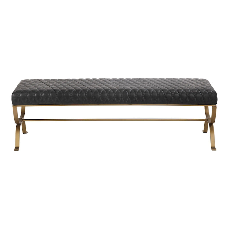 Banc moderne en cuir et laiton d'Aurelle Home
