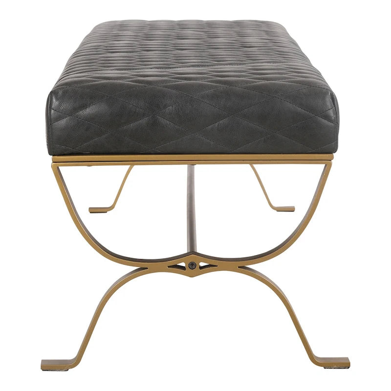 Banc moderne en cuir et laiton d'Aurelle Home