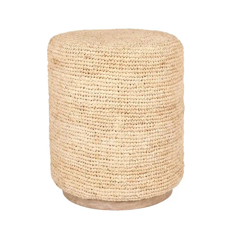 Table d'appoint ottomane en raphia naturel tissé à la main par East at Main