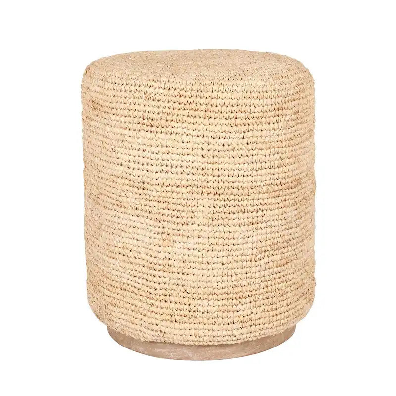 Table d'appoint ottomane en raphia naturel tissé à la main par East at Main