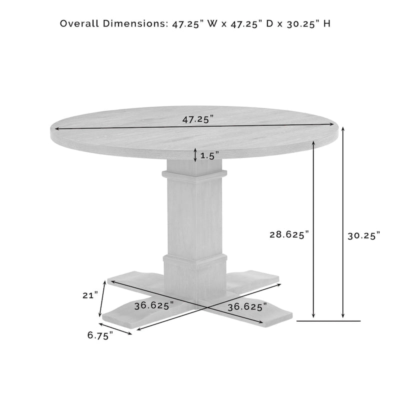 Table de salle à manger ronde Crosley Joanna - 120 cm L x 120 cm P x 77 cm H