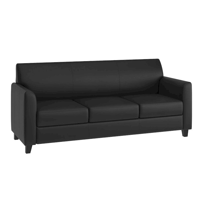 Canapé en similicuir avec structure épurée et coutures apparentes - 70 cm (L) x 29 cm (P) x 32,25 cm (H)