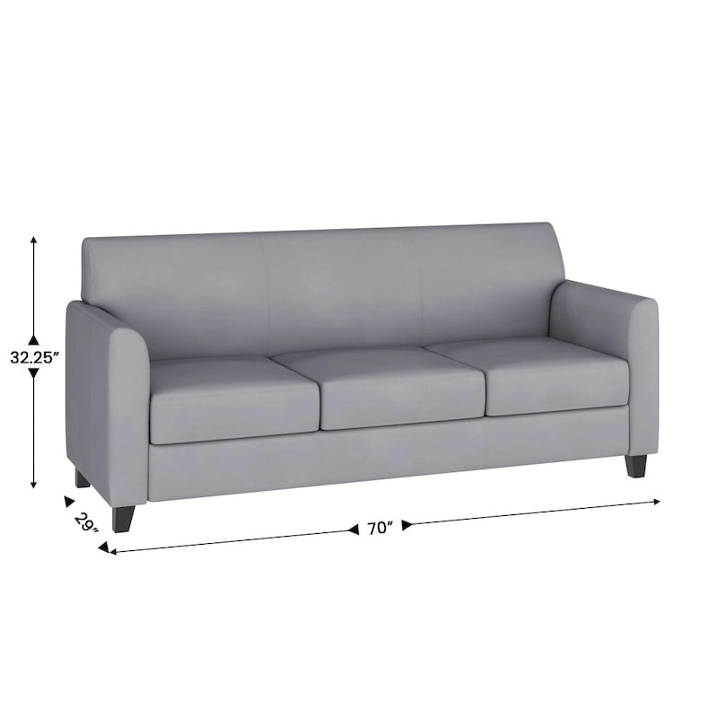 Canapé en similicuir avec structure épurée et coutures apparentes - 70 cm (L) x 29 cm (P) x 32,25 cm (H)