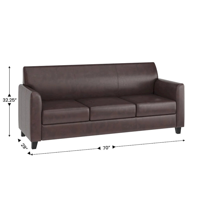 Canapé en similicuir avec structure épurée et coutures apparentes - 70 cm (L) x 29 cm (P) x 32,25 cm (H)