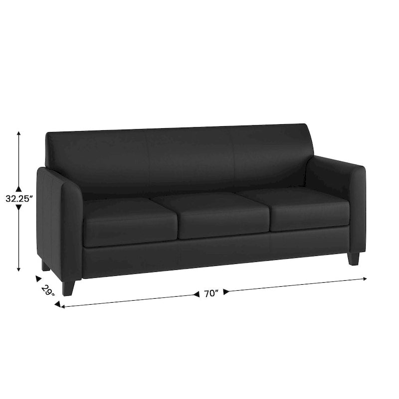Canapé en similicuir avec structure épurée et coutures apparentes - 70 cm (L) x 29 cm (P) x 32,25 cm (H)