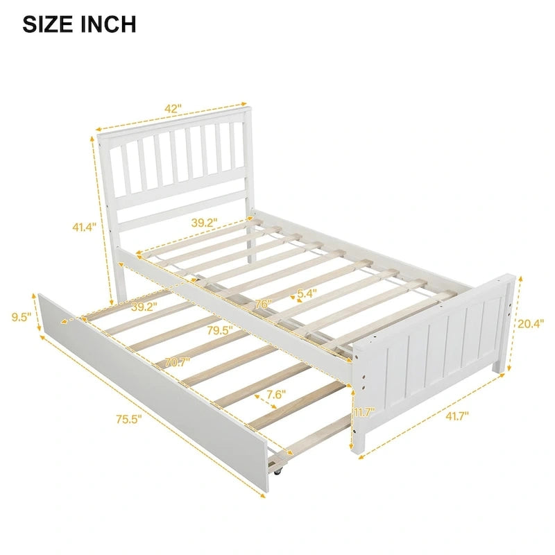 Lit plateforme Merax pour lit simple avec lit gigogne