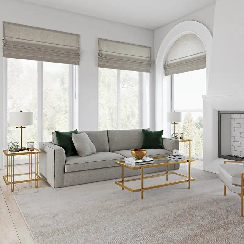 Table basse Inez moderne en acier et verre