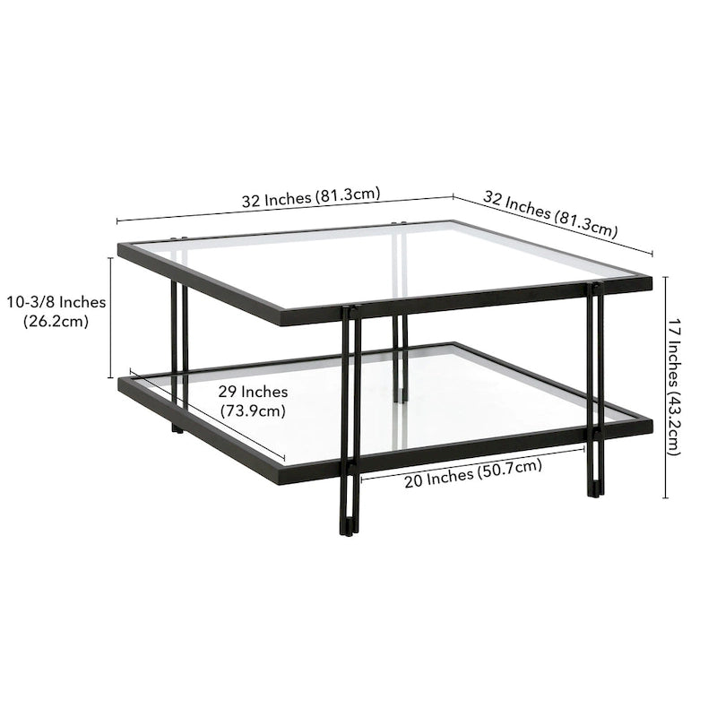 Table basse Inez moderne en acier et verre