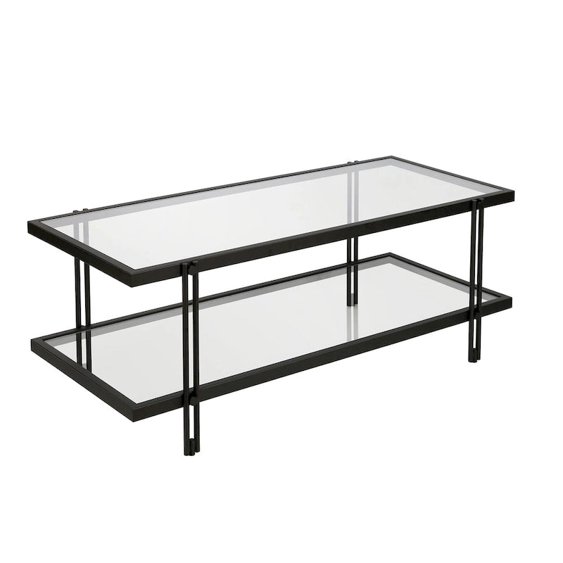 Table basse Inez moderne en acier et verre