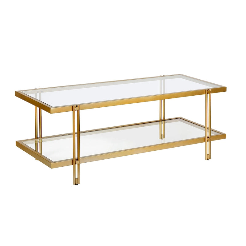 Table basse Inez moderne en acier et verre