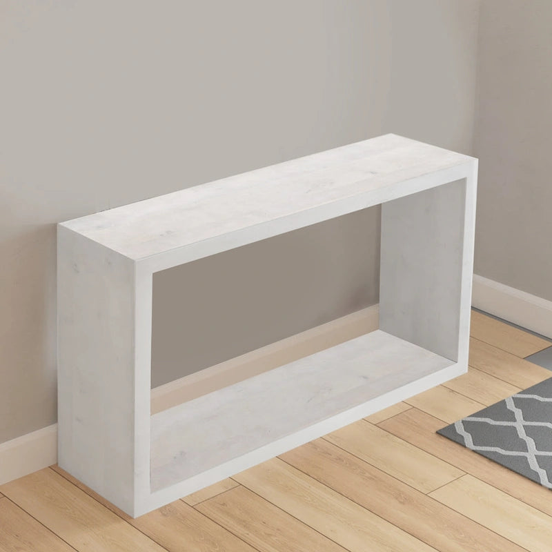 Console/buffet Keli 52 pouces en bois de manguier, forme cubique ouverte, 1 étagère