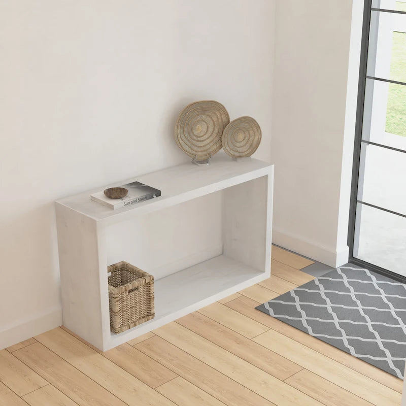 Console/buffet Keli 52 pouces en bois de manguier, forme cubique ouverte, 1 étagère