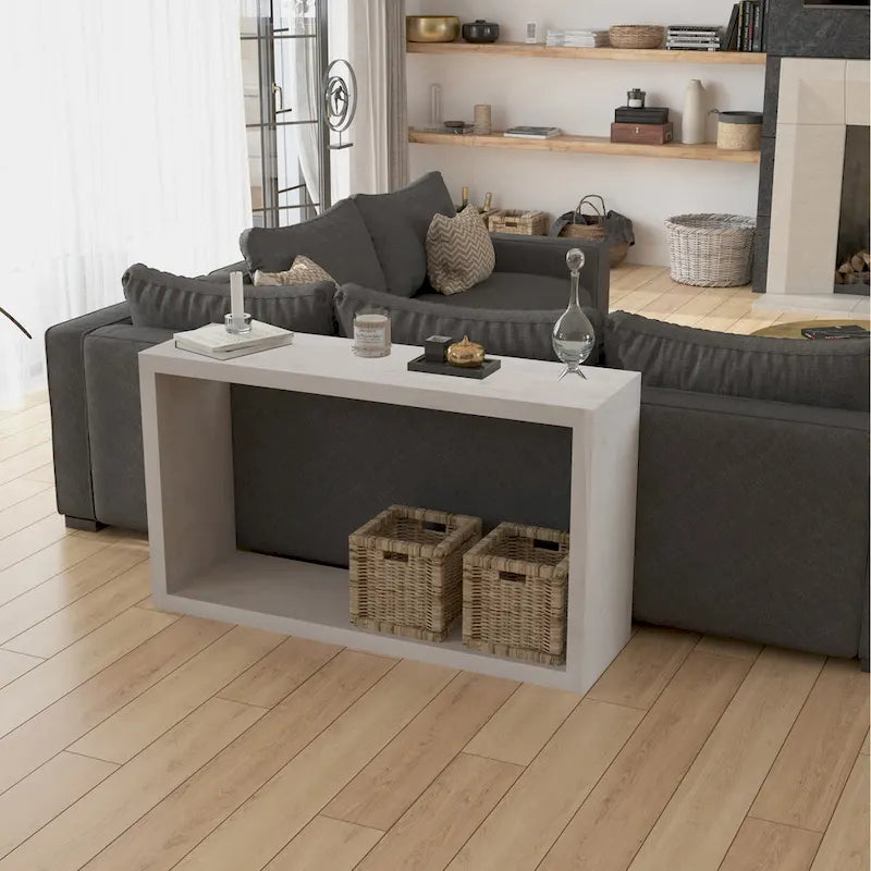 Console/buffet Keli 52 pouces en bois de manguier, forme cubique ouverte, 1 étagère