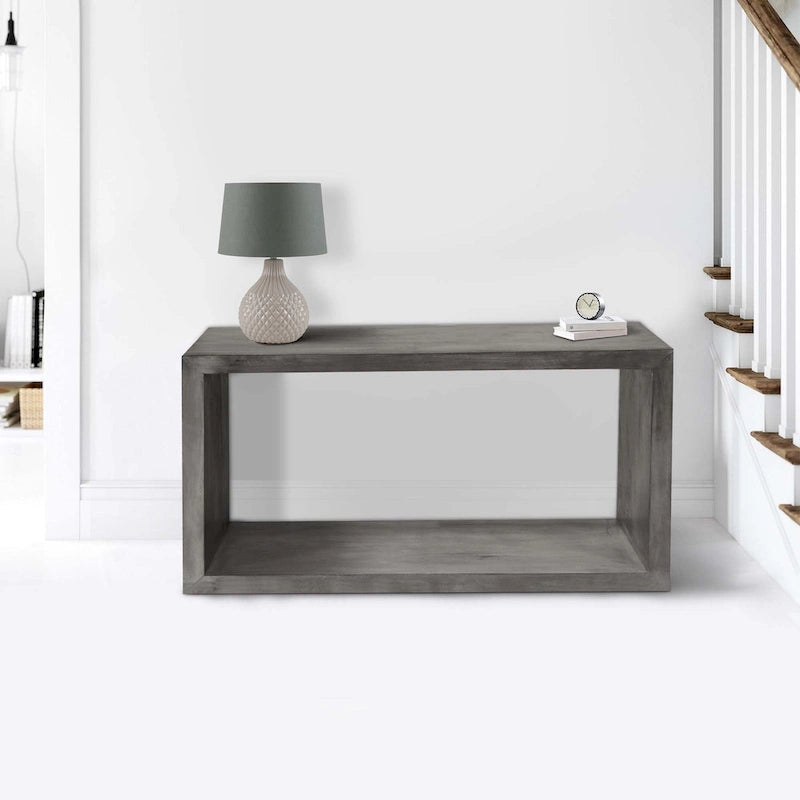 Console/buffet Keli 52 pouces en bois de manguier, forme cubique ouverte, 1 étagère