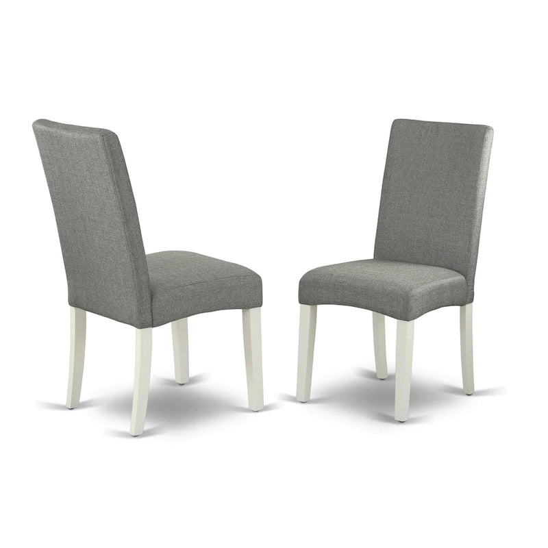 Ensemble de table moderne East West Furniture : table ronde en bois et chaises de salle à manger en lin gris, lin blanc (options de personnalisation disponibles).
