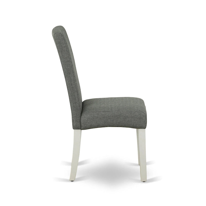 Ensemble de table moderne East West Furniture : table ronde en bois et chaises de salle à manger en lin gris, lin blanc (options de personnalisation disponibles).