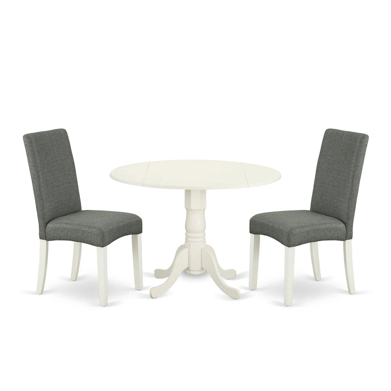 Ensemble de table moderne East West Furniture : table ronde en bois et chaises de salle à manger en lin gris, lin blanc (options de personnalisation disponibles).