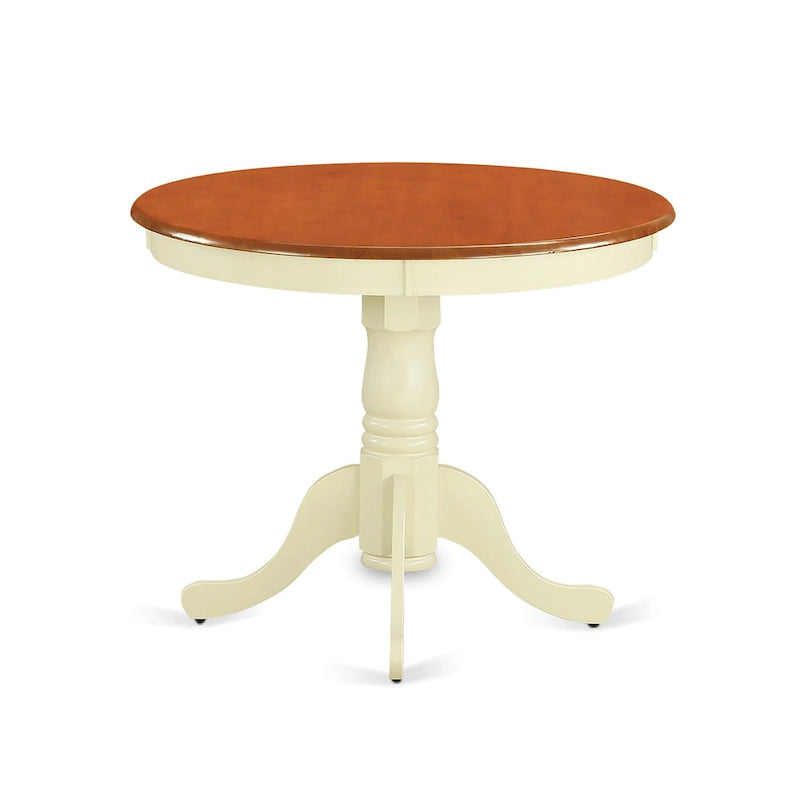Ensemble de salle à manger 5 pièces East West Furniture : une table ronde et 4 chaises, coloris babeurre et cerisier.