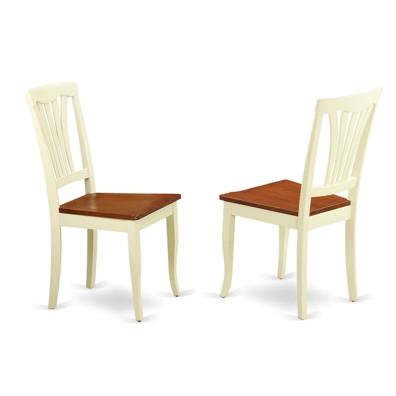 Ensemble de salle à manger 5 pièces East West Furniture : une table ronde et 4 chaises, coloris babeurre et cerisier.
