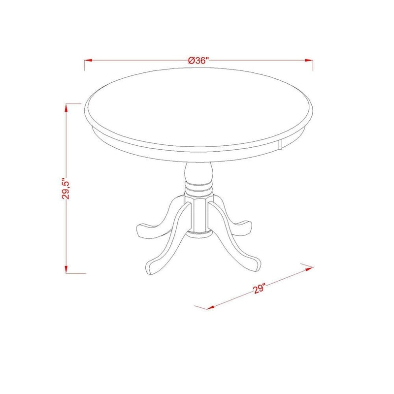 Ensemble de salle à manger 5 pièces East West Furniture : une table ronde et 4 chaises, coloris babeurre et cerisier.