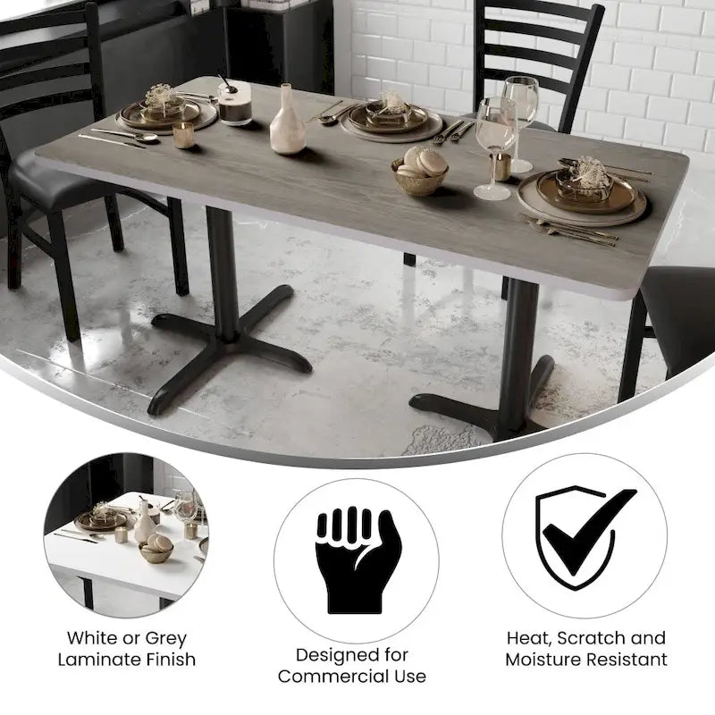 Plateau de table rectangulaire 30 x 60 avec revêtement stratifié réversible