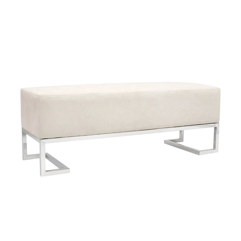 Banc rembourré en acier inoxydable Pasargad Home Luxe - L 48 x P 16,5 x H 17,6