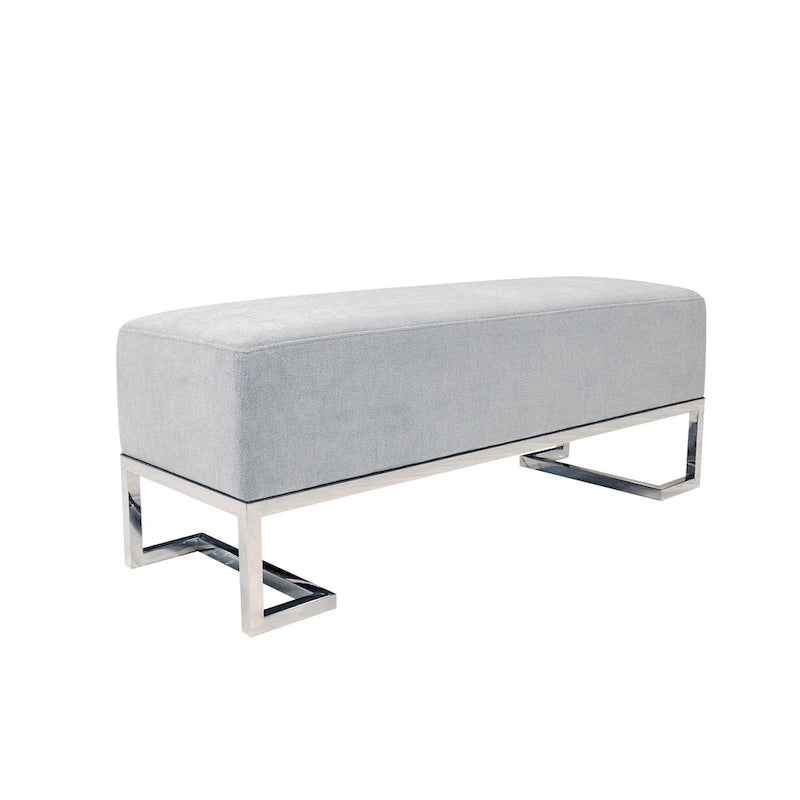 Banc rembourré en acier inoxydable Pasargad Home Luxe - L 48 x P 16,5 x H 17,6