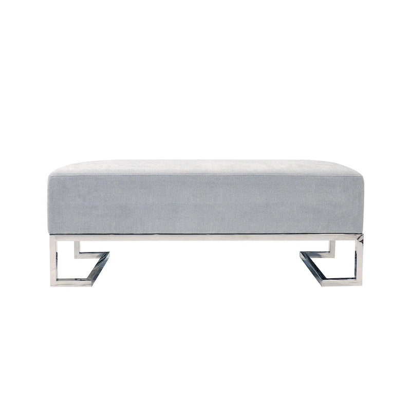 Banc rembourré en acier inoxydable Pasargad Home Luxe - L 48 x P 16,5 x H 17,6