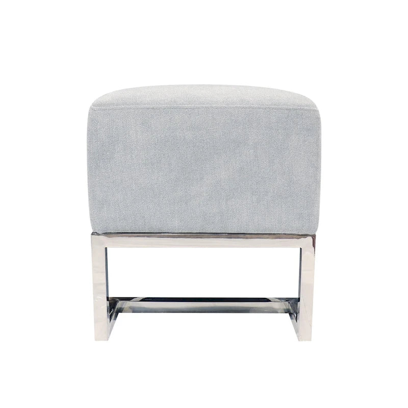 Banc rembourré en acier inoxydable Pasargad Home Luxe - L 48 x P 16,5 x H 17,6
