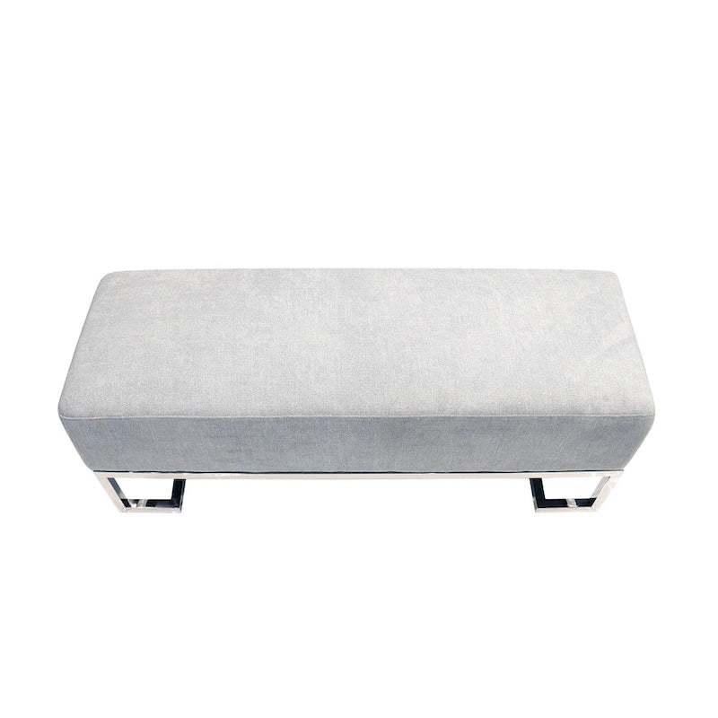 Banc rembourré en acier inoxydable Pasargad Home Luxe - L 48 x P 16,5 x H 17,6