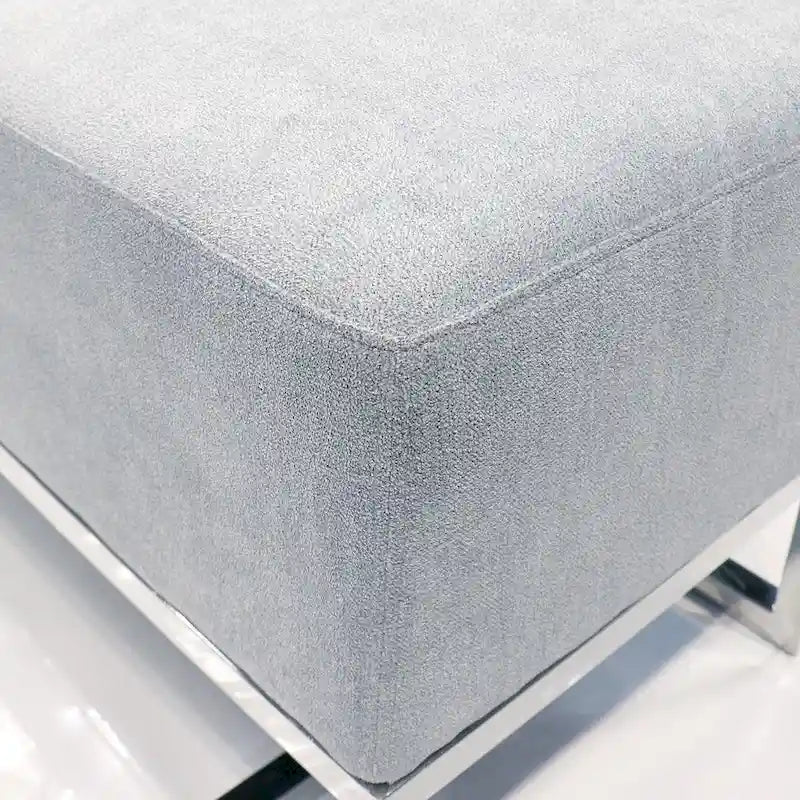 Banc rembourré en acier inoxydable Pasargad Home Luxe - L 48 x P 16,5 x H 17,6
