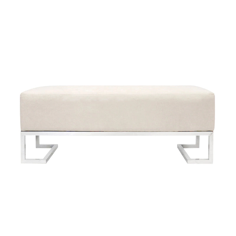 Banc rembourré en acier inoxydable Pasargad Home Luxe - L 48 x P 16,5 x H 17,6