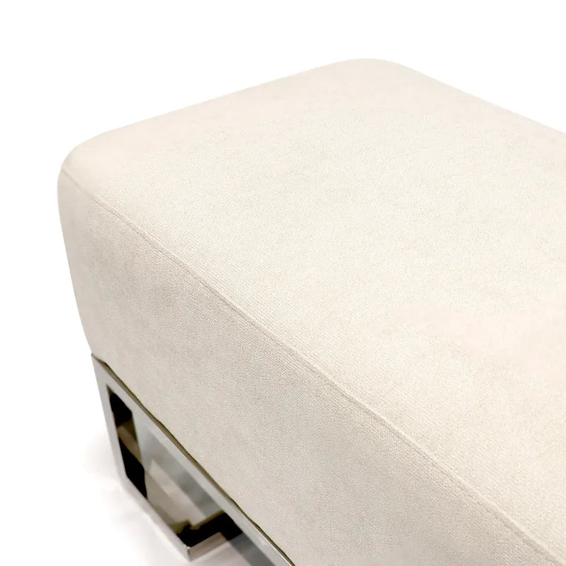 Banc rembourré en acier inoxydable Pasargad Home Luxe - L 48 x P 16,5 x H 17,6