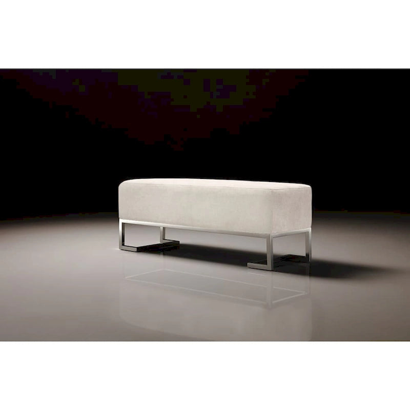 Banc rembourré en acier inoxydable Pasargad Home Luxe - L 48 x P 16,5 x H 17,6