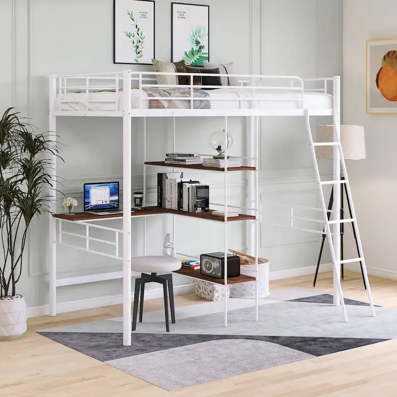 Lit mezzanine en métal pour une personne