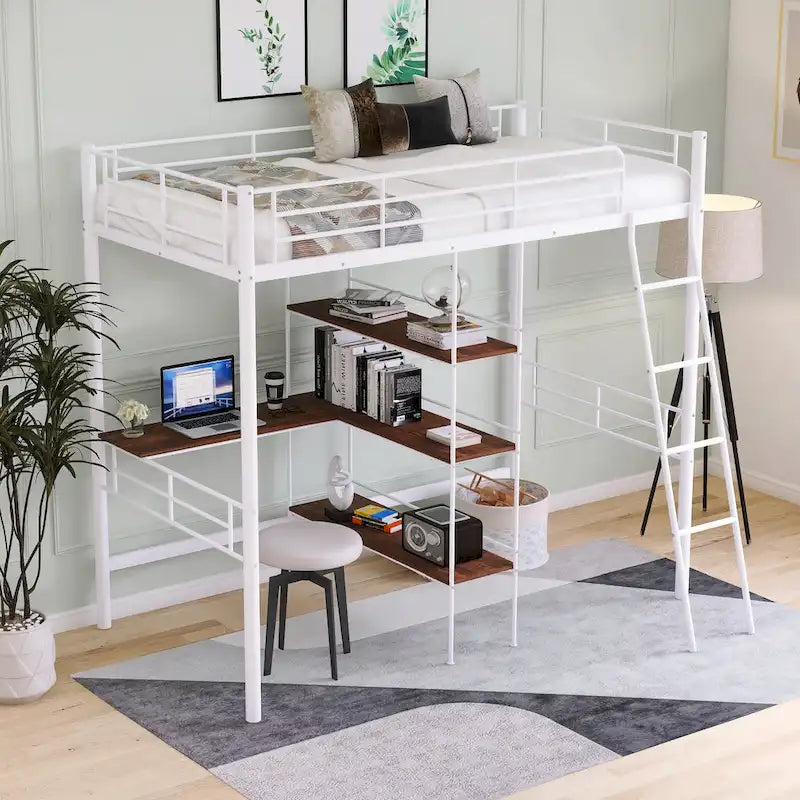 Lit mezzanine en métal pour une personne
