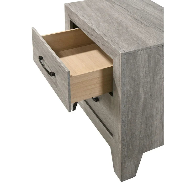 Ensemble de chambre à coucher rustique gris 3 pièces Jan