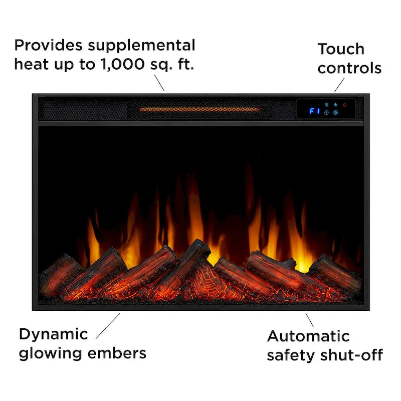 Meuble TV avec cheminée électrique fine Kenai 72 en chêne foncé par Real Flame