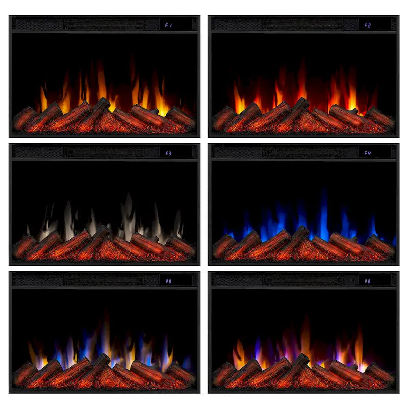 Meuble TV avec cheminée électrique fine Kenai 72 en chêne foncé par Real Flame