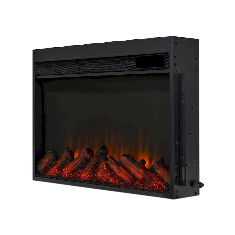 Meuble TV avec cheminée électrique fine Kenai 72 en chêne foncé par Real Flame
