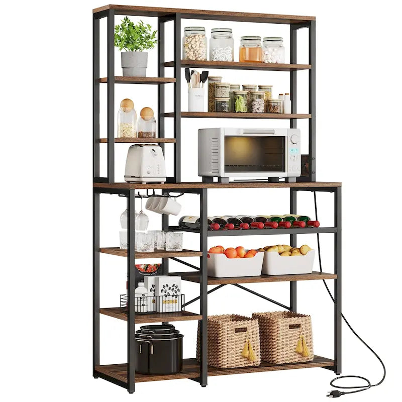 Meuble de cuisine Moasis 40 avec support pour micro-ondes, étagère de boulanger, coin café, rangement pour vin et étagères utilitaires